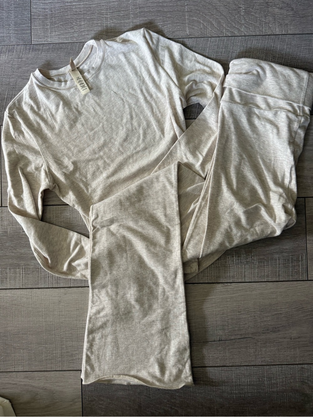 SKIMS Women's Pajama Set in Light Heather Cream